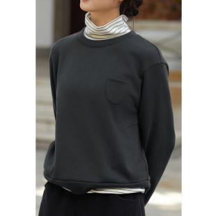 重磅350G棉混纺圆领套头卫衣上衣 秋冬新款 忘城H1384座 自在洒脱