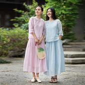 忘城H449座 赠吊带 立领斜襟盘扣苎麻小衫 水月霓裳 2023夏原创中式