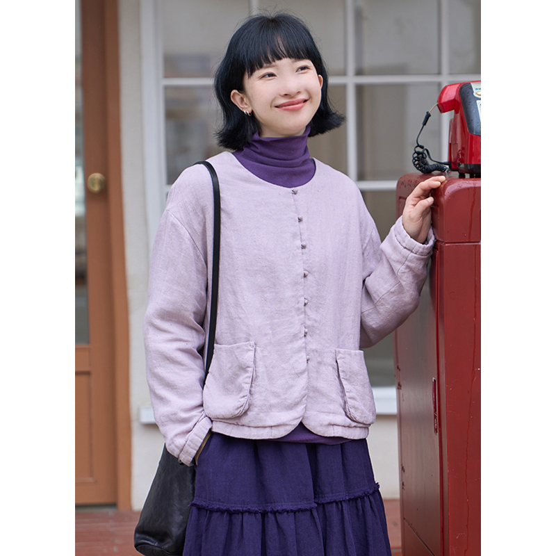 忘城短款文艺复古棉服