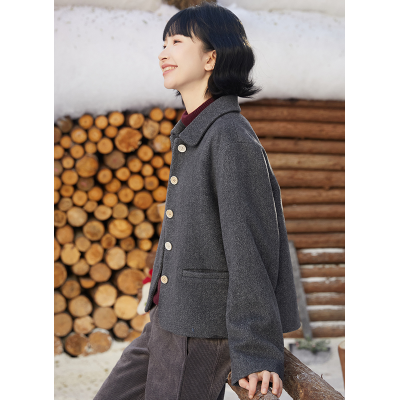 忘城羊毛混纺常规通勤毛呢外套