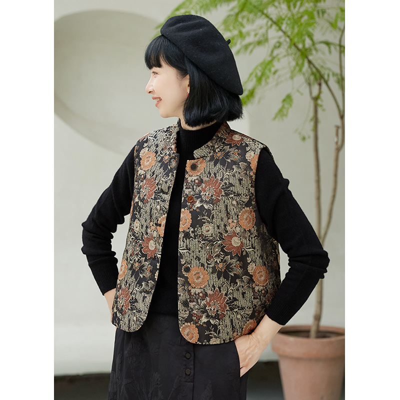 忘城中式复古三醋酸混纺马甲背心