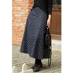 新款 秋季 亚麻棉波点绣花双层鱼尾裙半身裙 一半一半 忘城C2007座