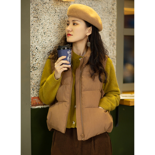 廓形立领羽绒马甲 2022冬两色95白鸭绒短款 忘城N066座 霜落为秋