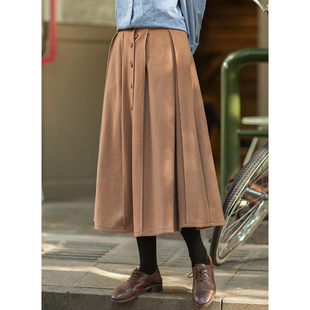 忘城N127座 2022秋冬羊毛呢半松紧腰立裁A摆文艺半身裙 罗马假日