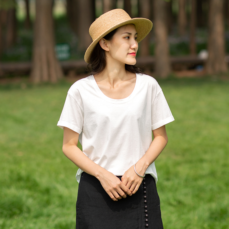 短袖文艺复古全棉女百搭