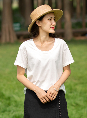 忘城C933座/怀素/2023夏季新款简约基础百搭白色圆领棉短袖T恤