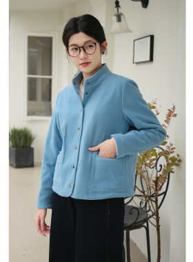 忘城W214座/自在山野/26年春季新款徒山绒休闲外套立领长袖上衣女