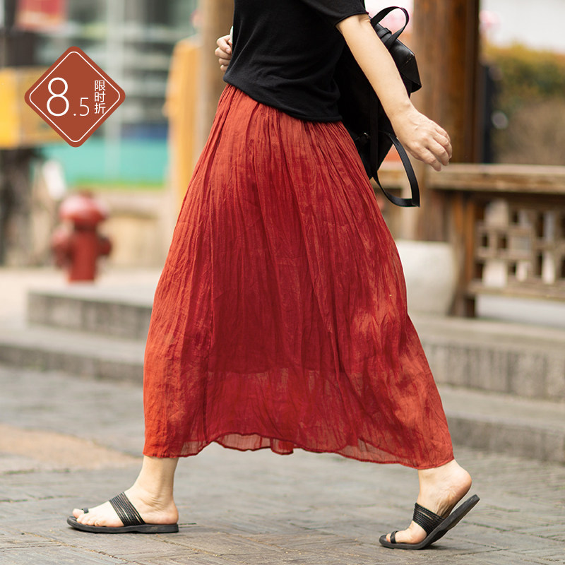忘城9816座/春夏爆款100极细苎麻半身裙女文艺百搭小个子半裙裙子