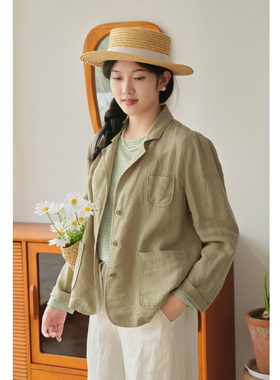 忘城A1216座/春醒/26春新14支亚麻气质休闲西装外套薄款西服上衣