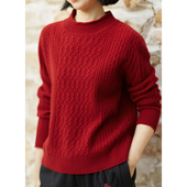 23冬新品 忘城L097座 爱与温暖 26支双股全羊毛重工绞花卷边毛衣女