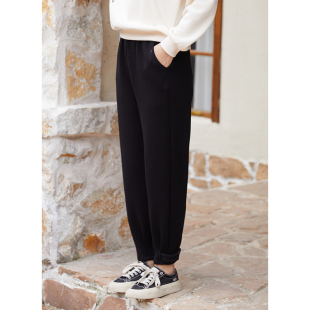 卫裤 忘城9928座 空气层棉混纺黑色微弹收口小脚哈伦裤 春季 女 破晓