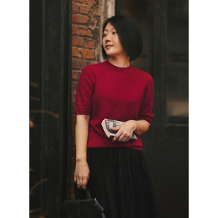 羊毛衫 2023早秋26支全羊毛无缝一体五分袖 秋日伴侣 忘城C492座