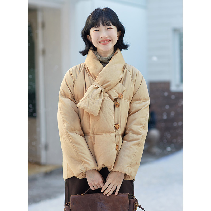 忘城文艺复古常规羽绒服