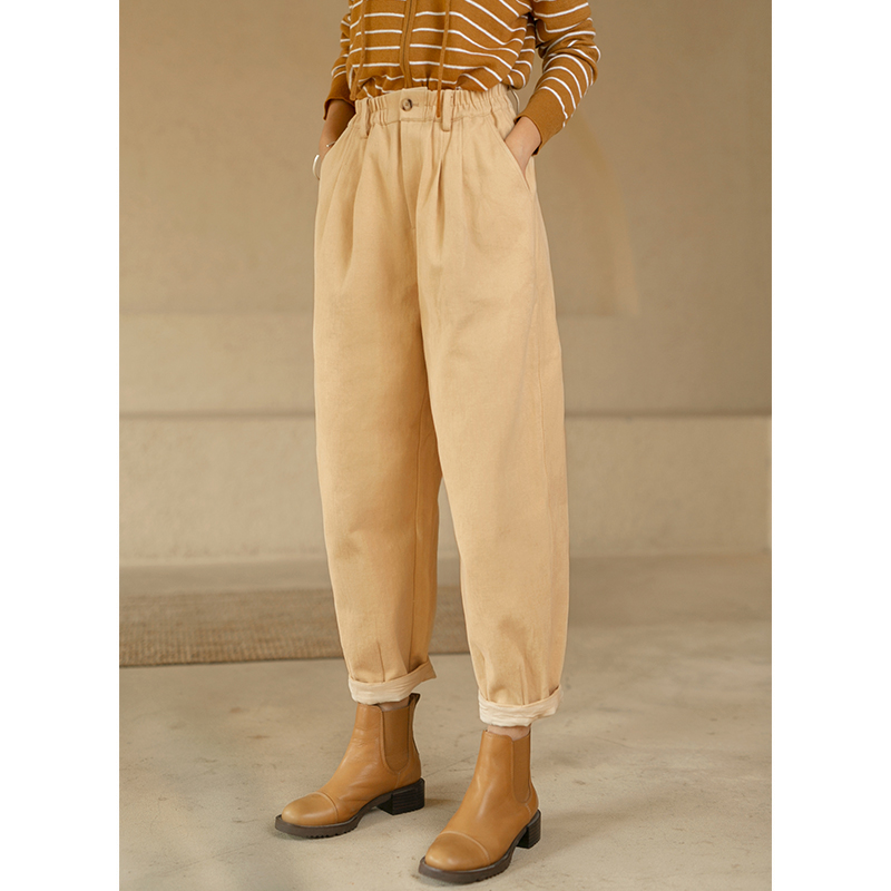 松紧腰文艺复古松紧腰哈伦裤