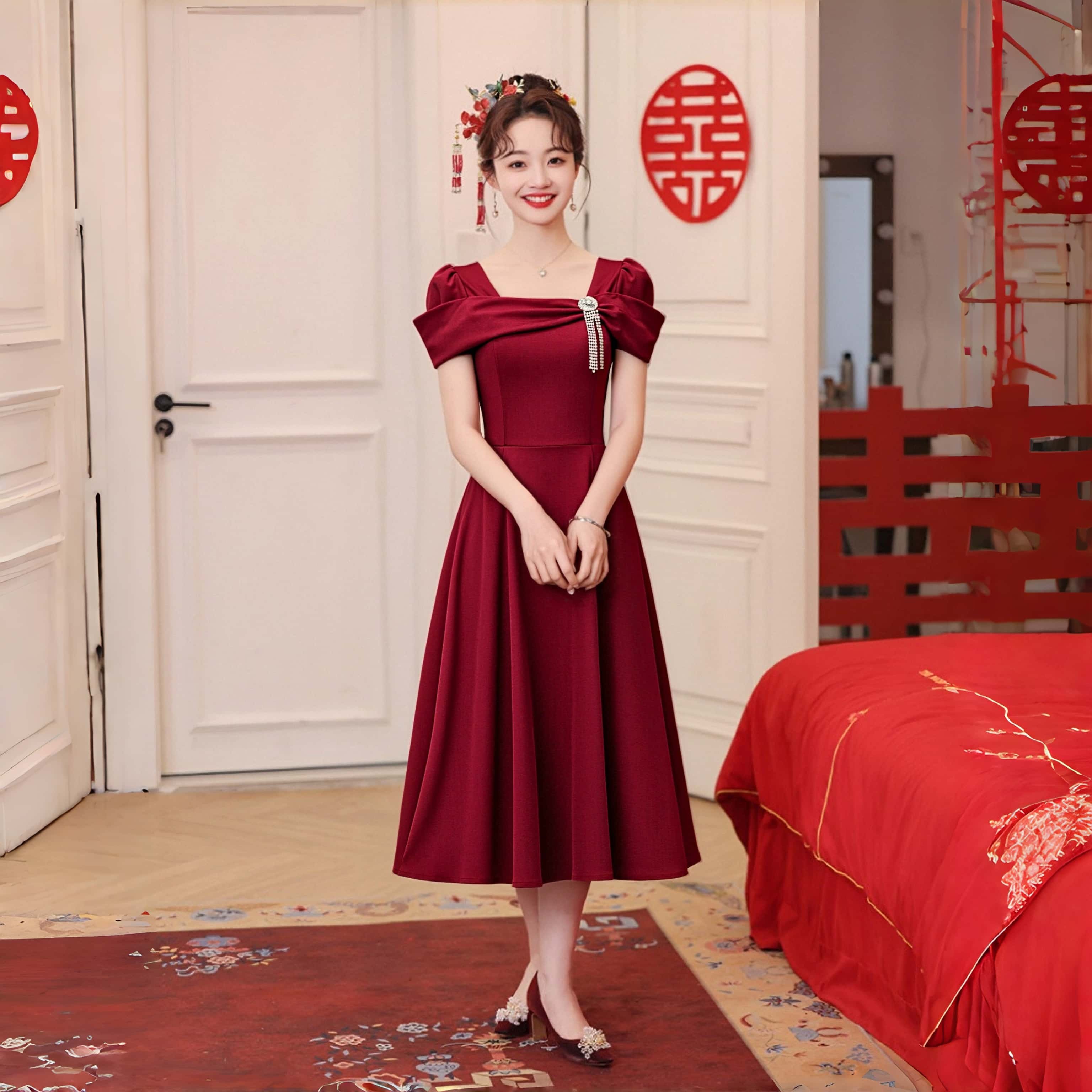 敬酒服新娘结婚当天便装红色订婚礼服连衣裙日常可穿小个子连衣裙,女装/女士精品,礼服/晚装,淘宝优惠券,粉丝福利购,淘宝优惠卷