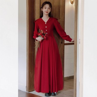 订婚礼服秋冬敬酒服长袖 小个子平时可穿回门宴女 结婚新娘回门便装