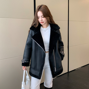 2024新款海宁美利奴皮毛一体女皮草中长款外套韩版羊羔毛皮草大衣
