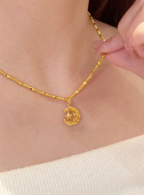 金包银星月织梦项链女星星月亮吊坠甜美精致氛围感显白高颜值挂坠