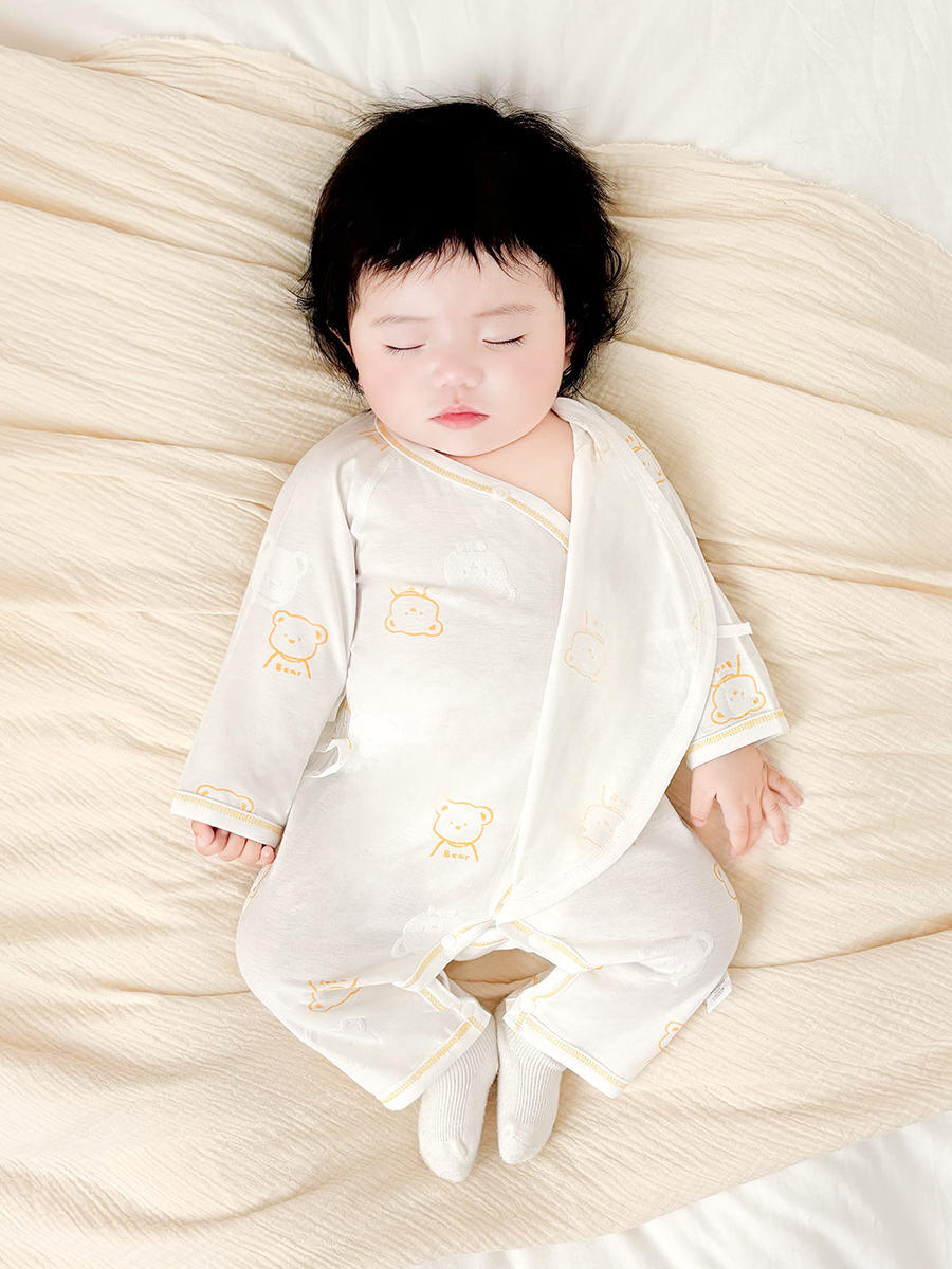 婴儿连体衣夏季薄款新生儿长袖衣服宝宝爬服新生儿纯棉超薄连体衣