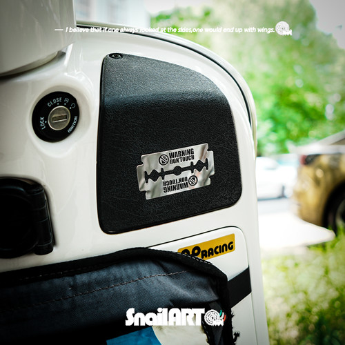 请勿触碰创意刀片安全警示金属银色贴纸车身遮挡划痕前后挡车尾贴