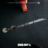 吃豆豆搞笑电玩游戏金属贴纸高级感个性 创意笔记本电脑机箱车贴饰