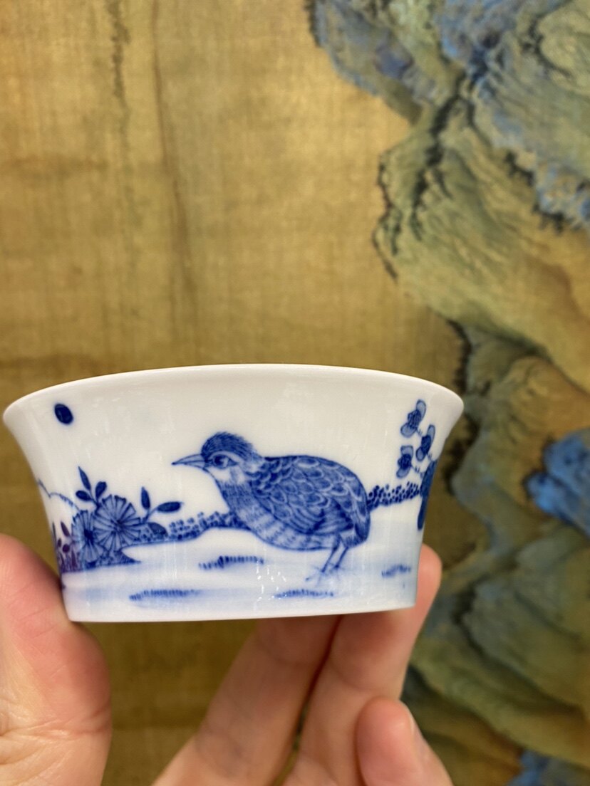 静心斋手绘青花茶杯主人个人杯品茗景德镇陶瓷功夫茶具中式复古ml