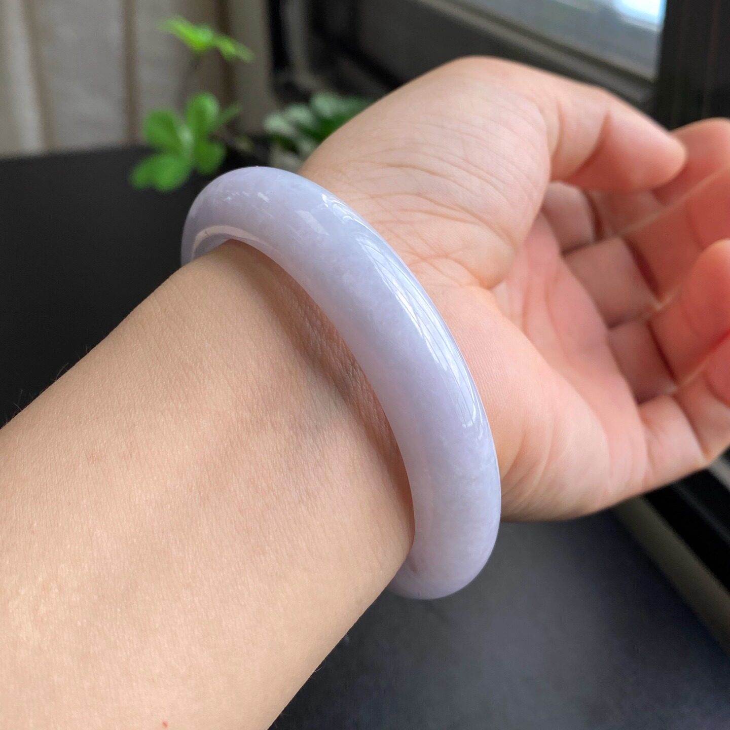 泗隆珠宝-天然A货翡翠手镯玉器镯子 缅甸玉石紫罗兰玉手镯53圈口