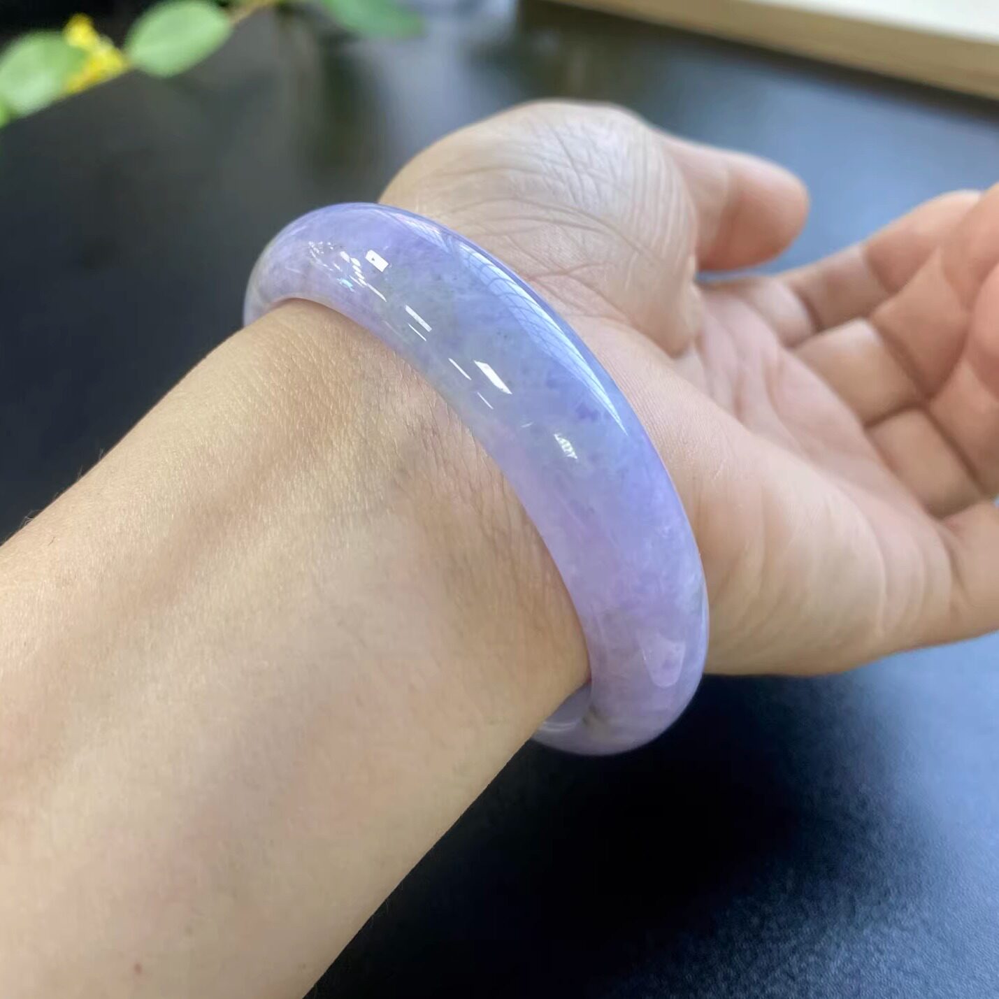 泗隆珠宝-缅甸天然A货翡翠手镯玉石玉器镯子 紫罗兰手镯53小圈口