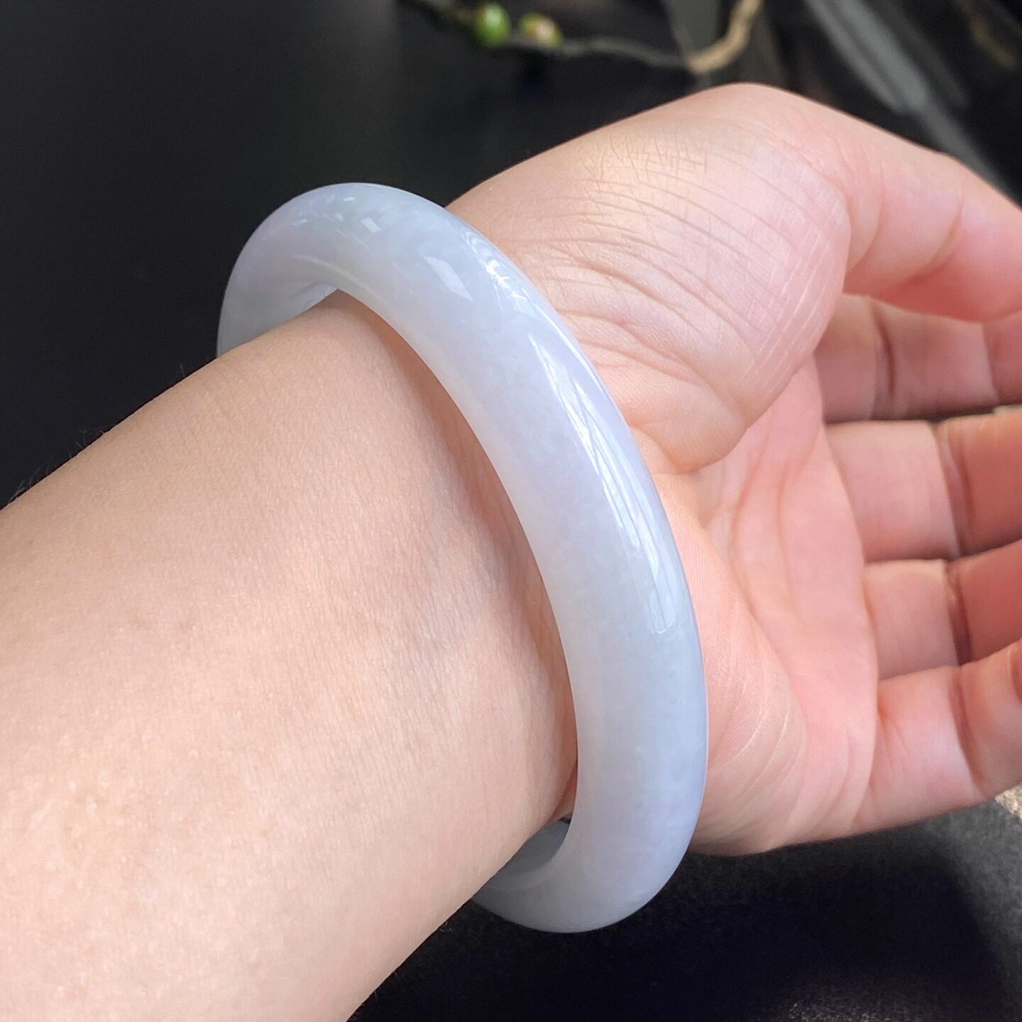 泗隆珠宝-天然A货翡翠手镯 缅甸玉石紫罗兰手镯61圈口大圈口镯子