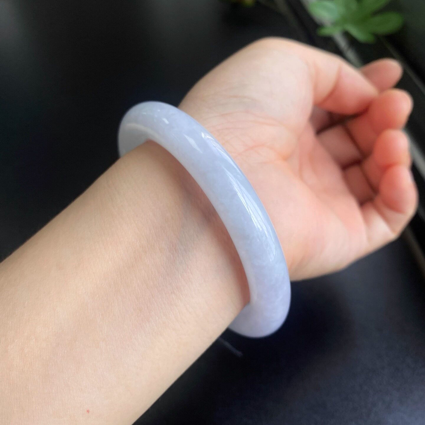 泗隆珠宝-缅甸天然A货翡翠手镯玉石玉器镯子 糯冰紫罗兰圆条手镯