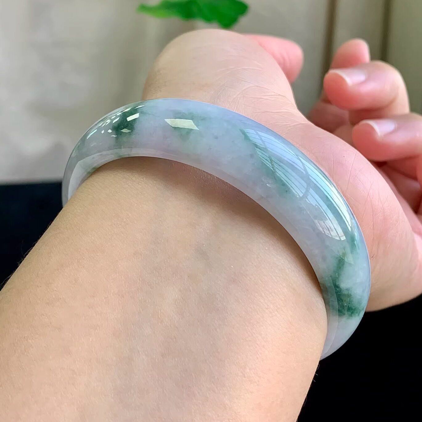 泗隆珠宝-缅甸天然A货翡翠手镯玉石玉器镯子 紫罗兰手镯57大圈口