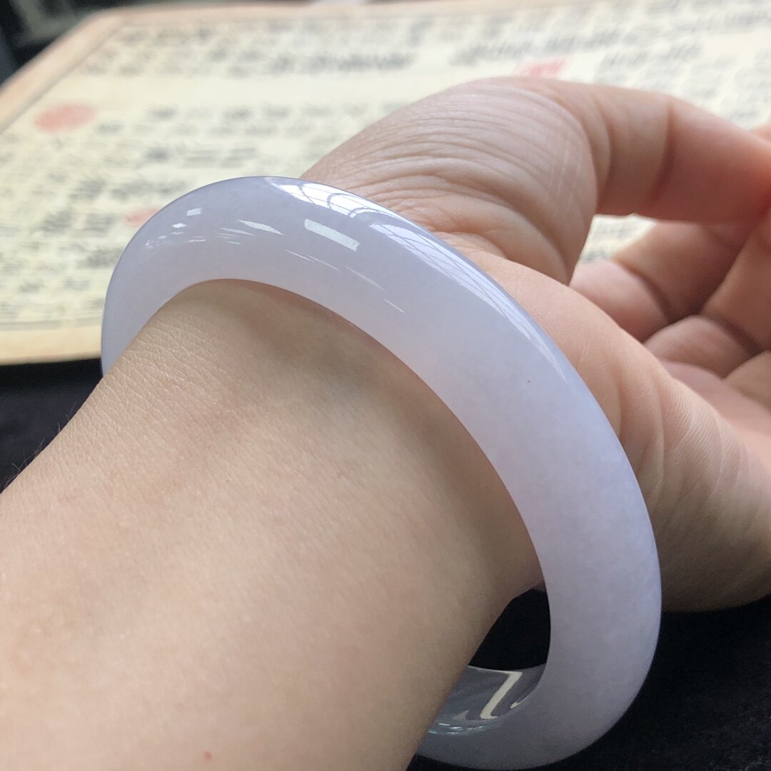 泗隆珠宝-缅甸天然A货翡翠手镯玉石玉器镯子 糯冰淡紫罗兰手镯