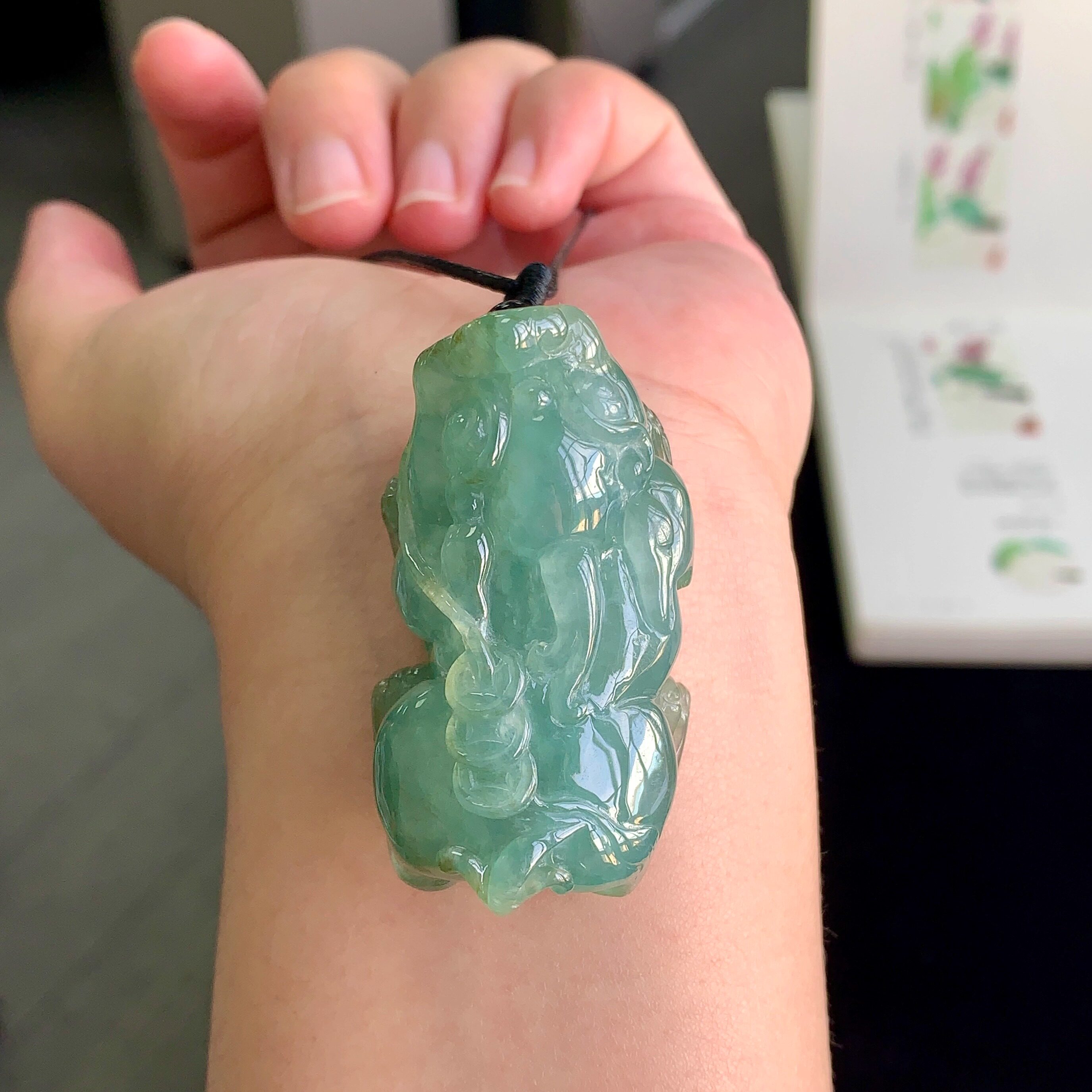 泗隆珠宝-天然a货翡翠貔貅吊坠 缅甸玉石高冰油青霸王貔貅挂件