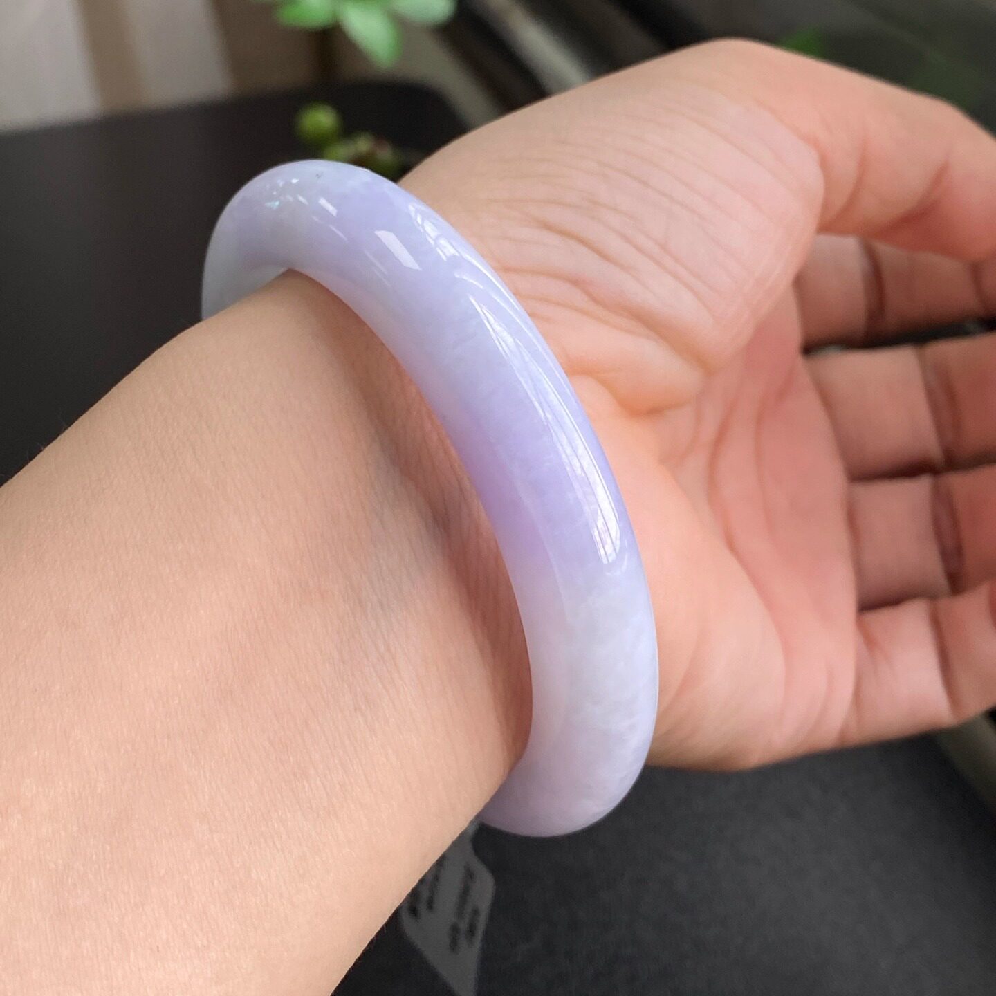 泗隆珠宝-缅甸天然A货翡翠手镯玉石玉器镯子 糯冰紫罗兰翡翠手镯