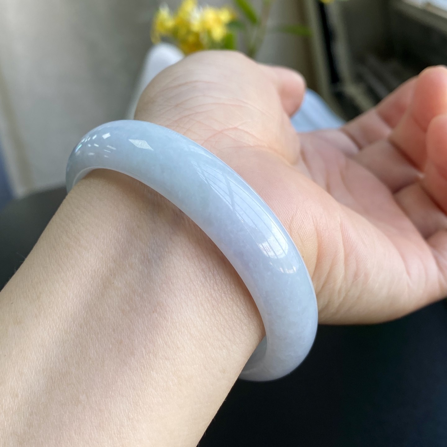 泗隆珠宝-缅甸天然A货翡翠手镯玉石玉器镯子 细糯种手镯54小圈口