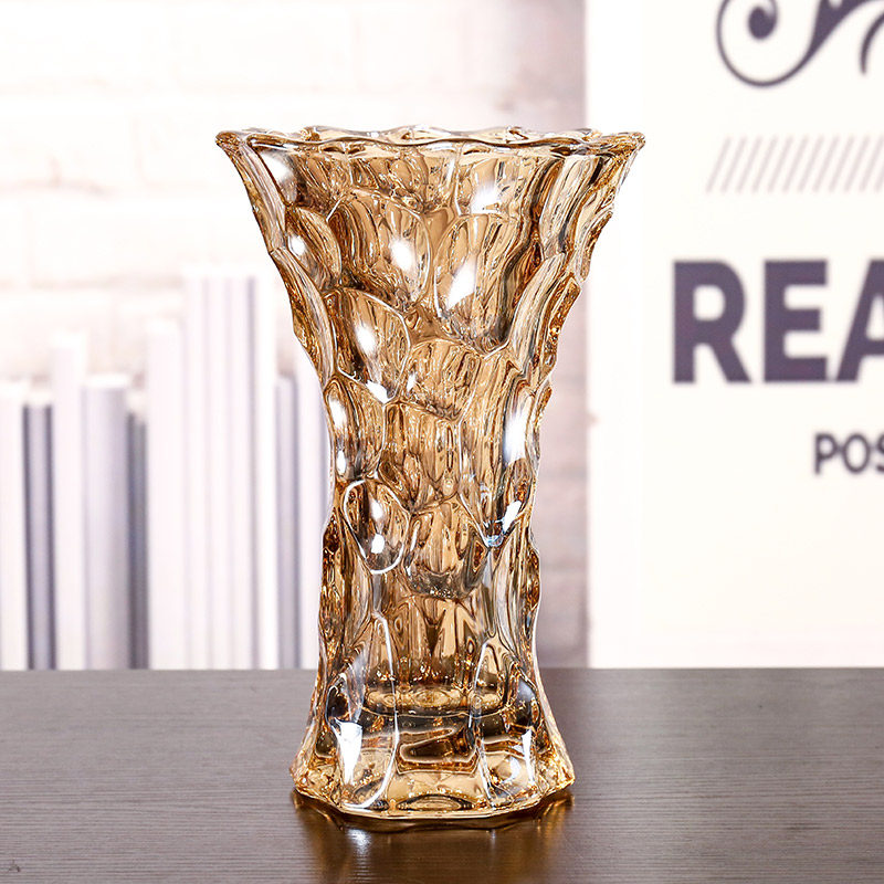 简约创意客厅鲜花百合富贵竹水培加厚透明水晶玻璃花瓶电视柜摆件