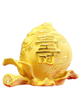 福寿双桃松鹤延年送老人绒沙金