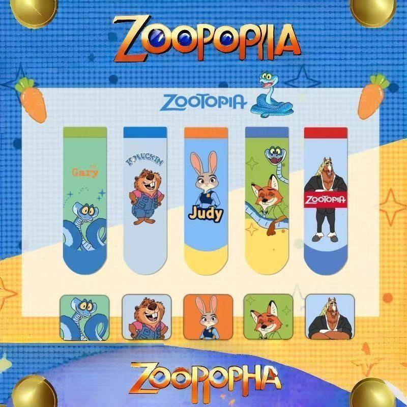 儿童袜子疯狂动物城男童女童棉袜中筒春秋款吸湿卡通彩色棉袜子厚