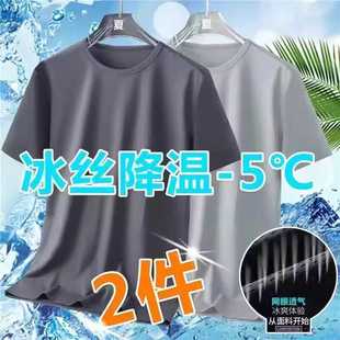 t恤男士 半袖 圆领体恤衫 男 冰丝短袖 清仓捡漏运动速干网眼薄款 夏季