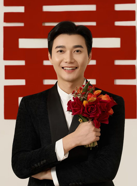 红色手捧领证仿真花束影楼中式秀禾古装结婚拍照道具礼物DIY球形