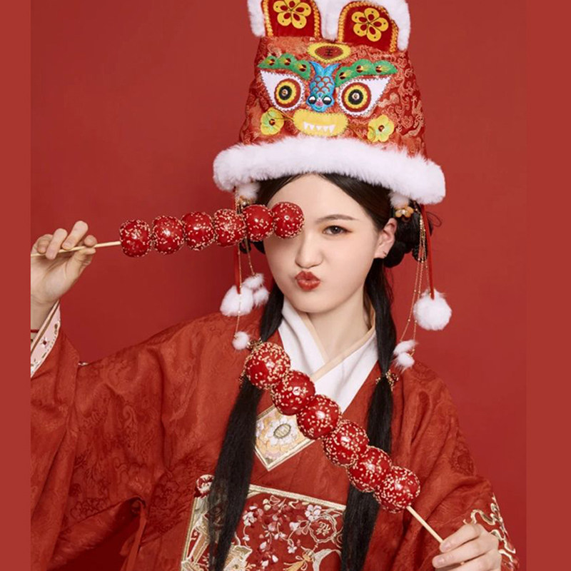 龙年拍照道具仿真芝麻冰糖葫芦