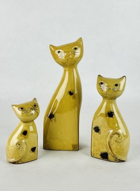 三口之家 发财猫摆件   动物造型  儿童房摆件