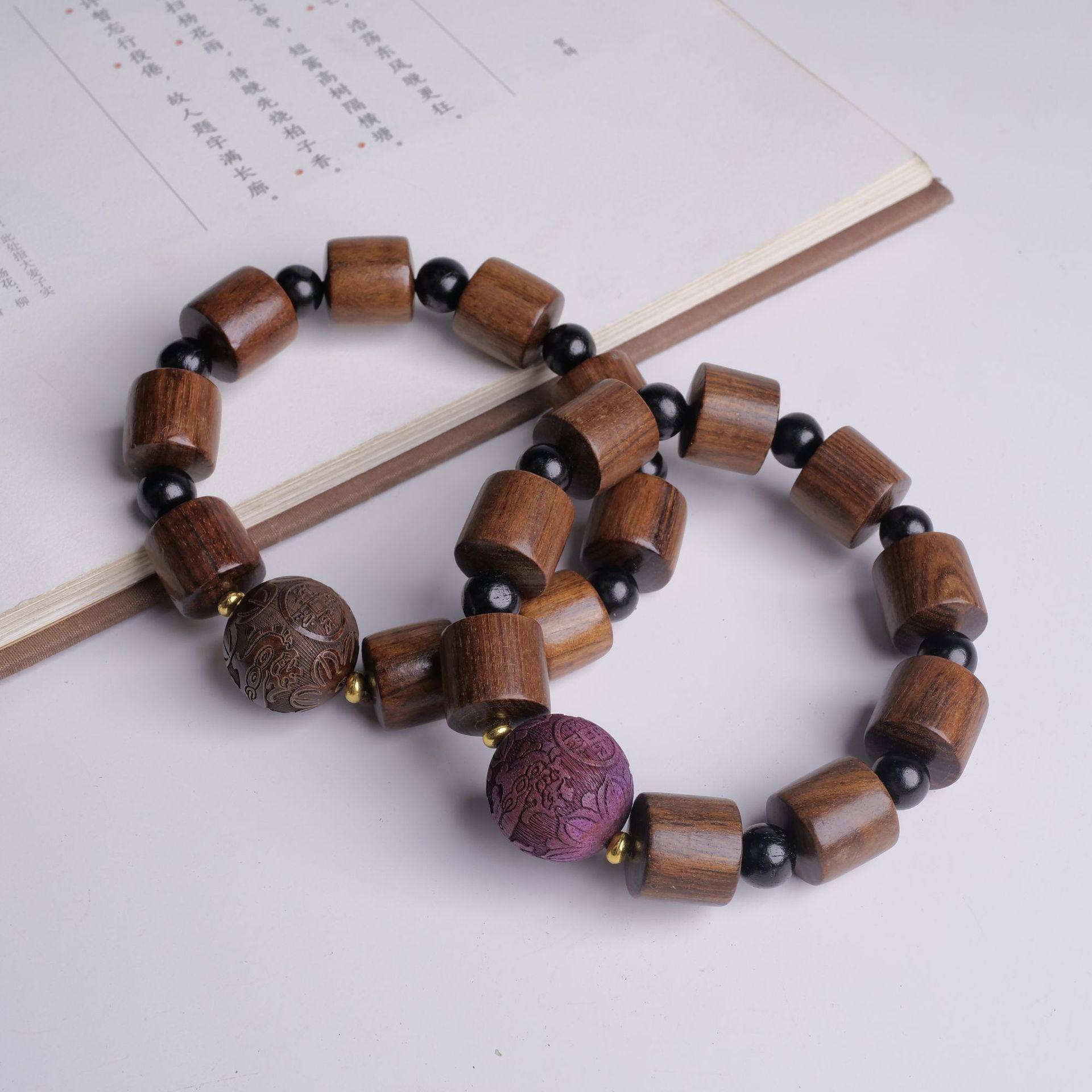 天然木质佛珠手串花梨木文玩盘玩圆柱形穿插圆形珠子复古手串批发,饰品/流行首饰/时尚饰品新,链条,淘宝优惠券,粉丝福利购,淘宝优惠卷