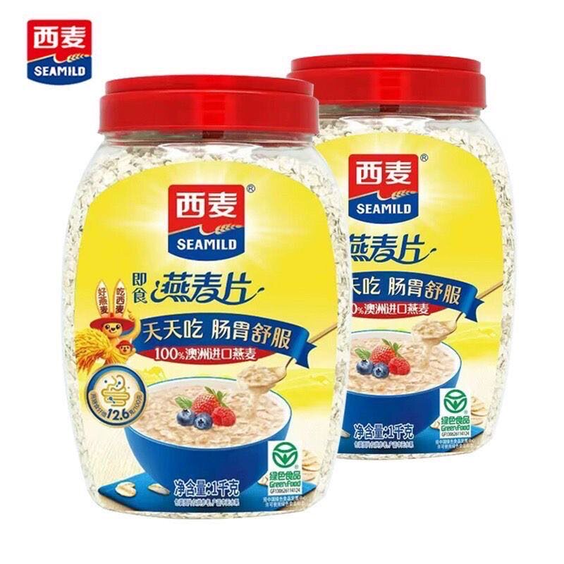 燕麦片100%澳洲进口燕麦净含量:1千克西麦燕麦片桶装即食