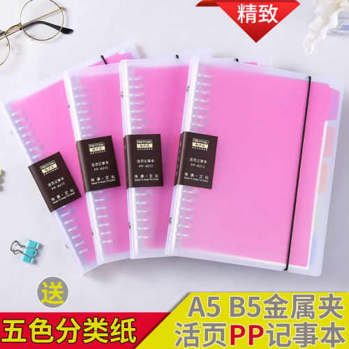 简约磨砂封面a5透明26孔活页本