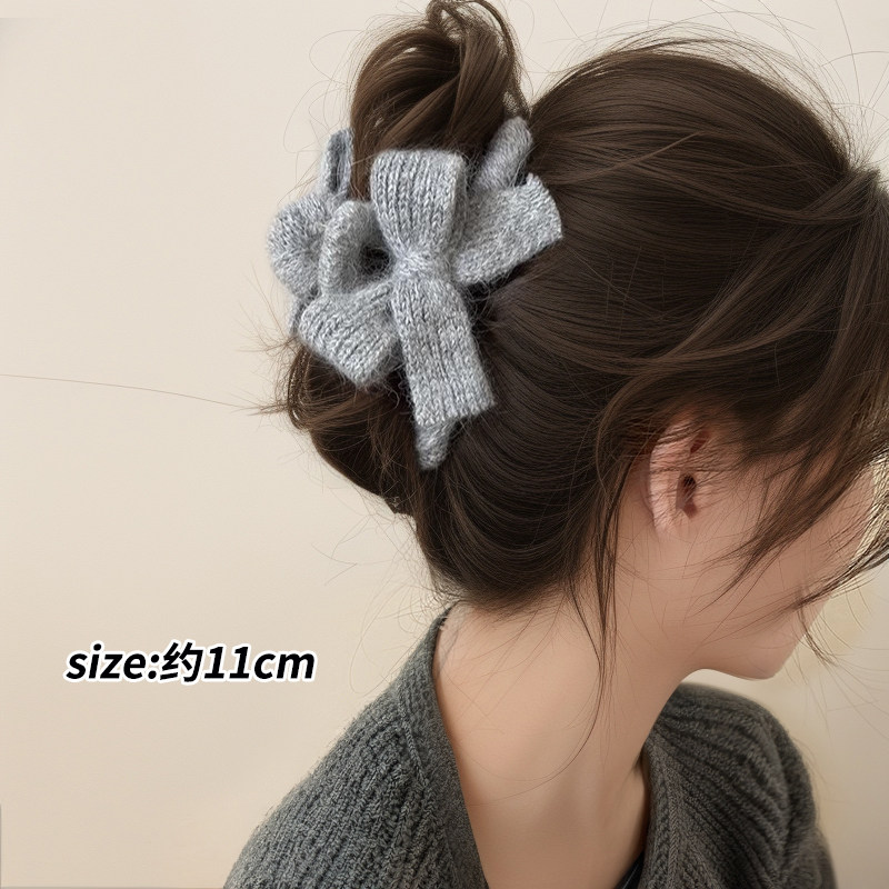 Fall and winter Stuffed Bows Clip Women's Fancy Back of Head Hair Clip Large Shark Clip Hair Volume Multi-Clip Hair Accessory