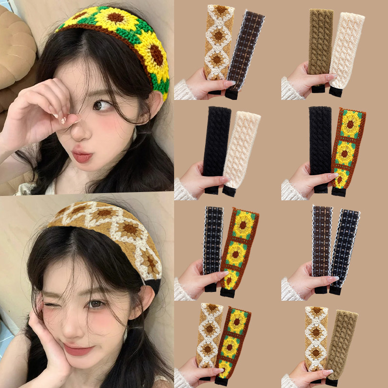 针织毛线魔术贴洗脸专用发箍女款束发带刘海贴碎发神器粘粘贴发饰