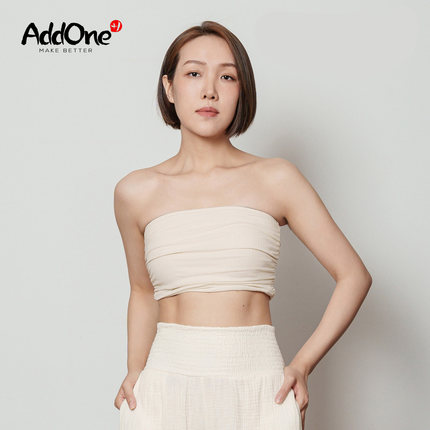 AddOne+1正品小众瑜伽服运动亲肤高弹褶皱防滑瑜伽抹胸背心无吊带