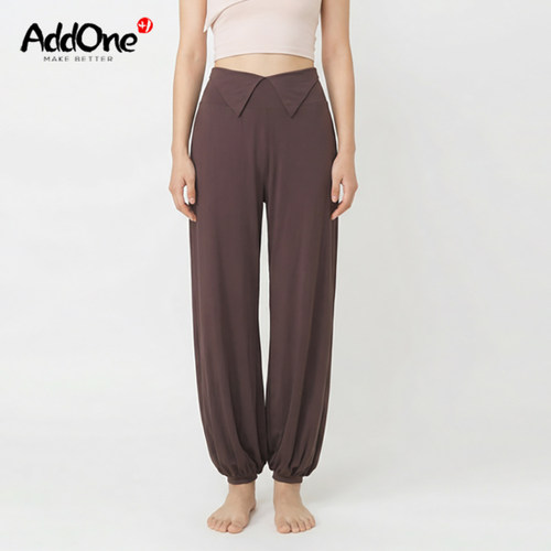 宽松中高腰翻边灯笼瑜伽束脚裤