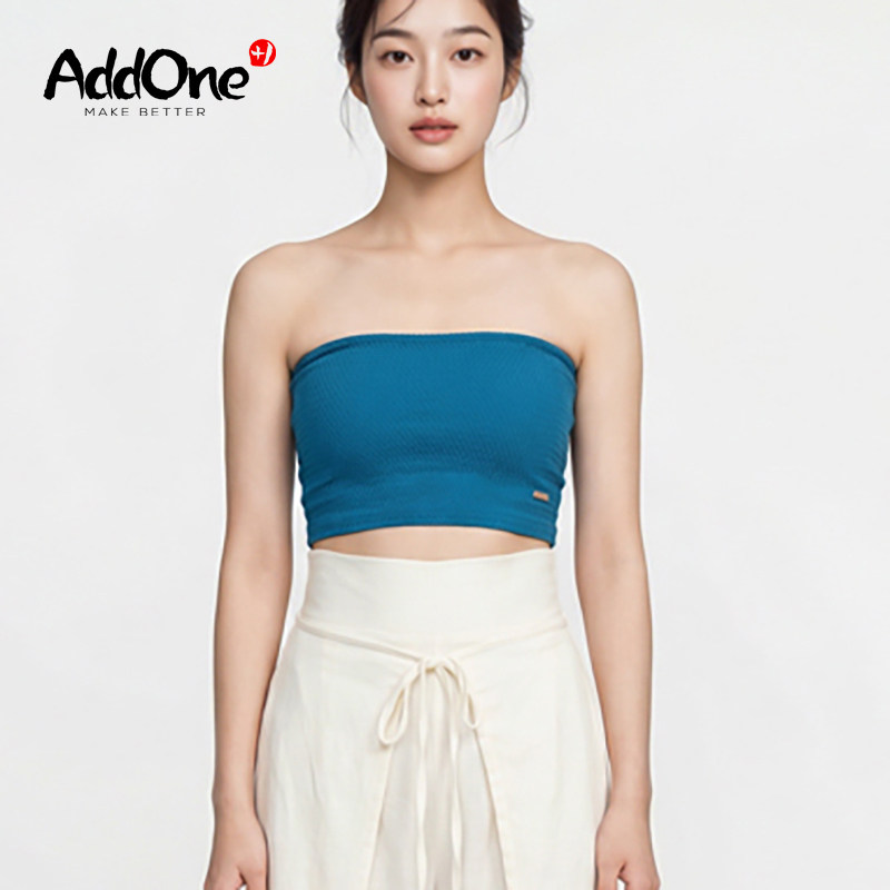 AddOne+1瑜伽上衣小众波浪纹理防滑普拉提瑜伽抹胸短背心带胸垫